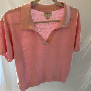 J. Crew Women's Soft Pink Knit Polo Top